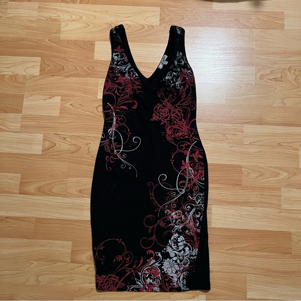 black graphic dress